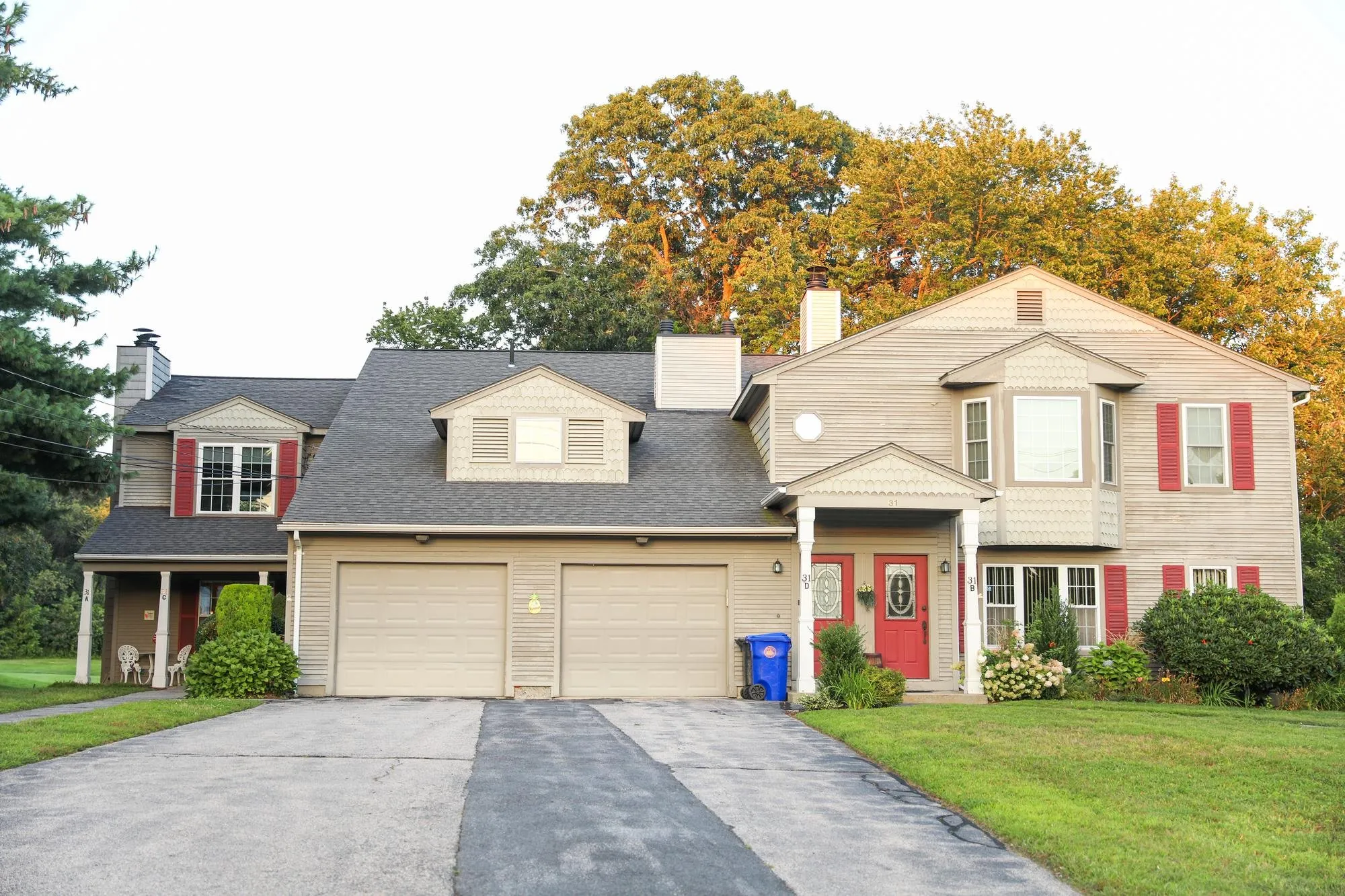 Attached townhome units sharing a driveway, the kind of condo and townhome DITA Pro Clean cleans in Clinton Township, Michigan